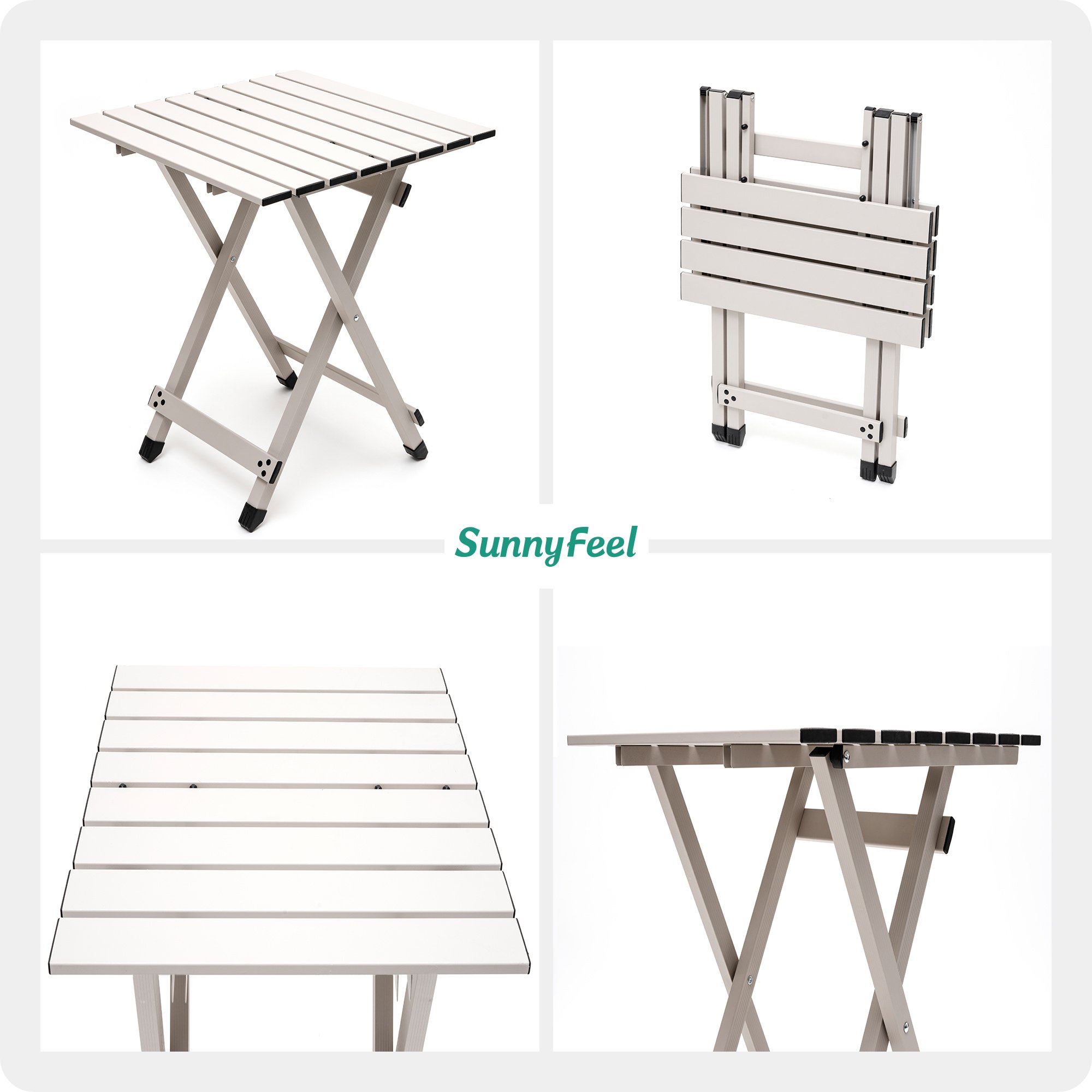 SUNNYFEEL Folding Camping Table - Lightweight Aluminum Portable Picnic Table, 18.5x18.5x24.5 Inch for Cooking, Beach, Hiking, Travel, Fishing, BBQ, In SUNNYFEEL Folding Camping Table - Lightweight Aluminum Portable Picnic Table, 18.5x18.5x24.5 Inch for Cooking, Beach, Hiking, Travel, Fishing, BBQ, In